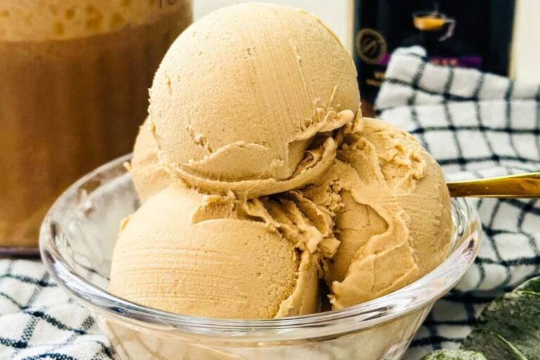 A dish of maple coffee ice cream.