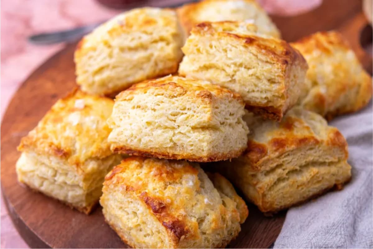 A plate of sourdough biscuits.