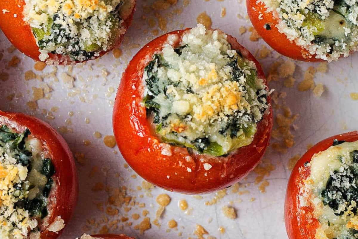 A tray of baked tomatoes.