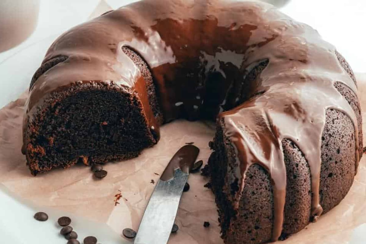 A plate of sweet potato chocolate cake.