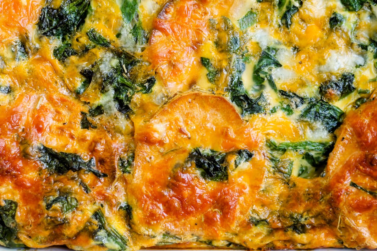 Overhead image of sweet potato egg casserole.