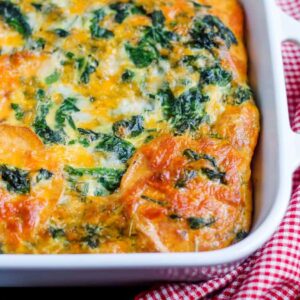 Overhead image of sweet potato egg casserole.