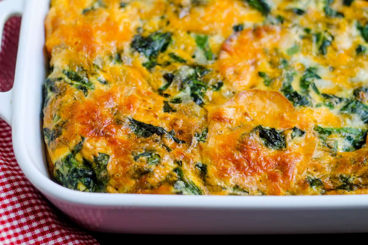 Overhead image of sweet potato egg casserole.