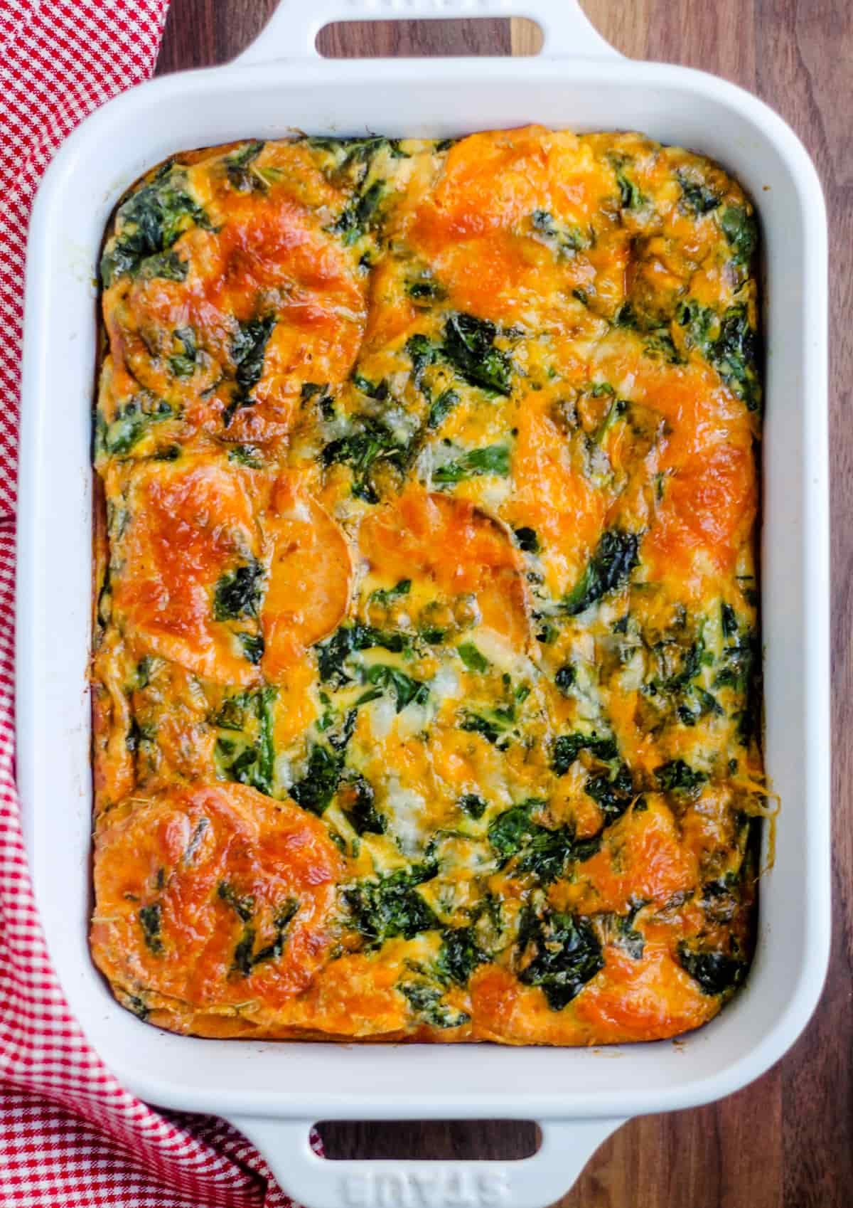 Overhead image of sweet potato egg casserole.