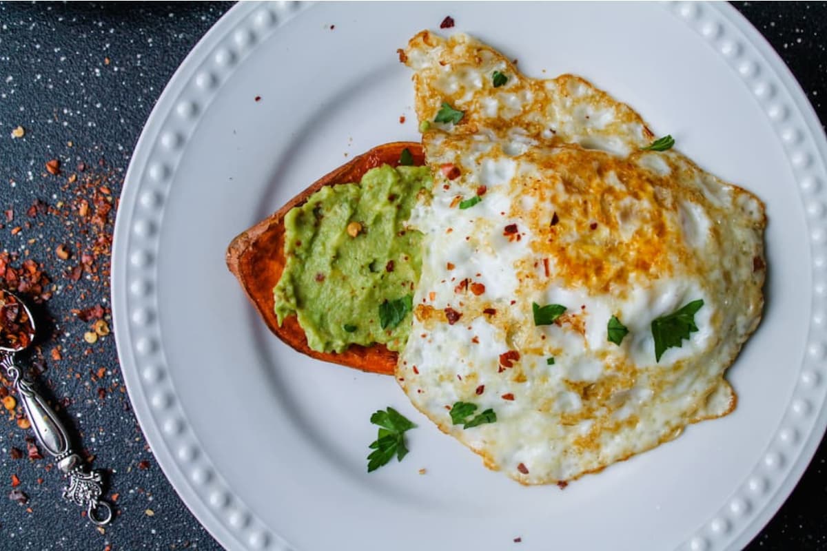 A plate of sweet potato toast.