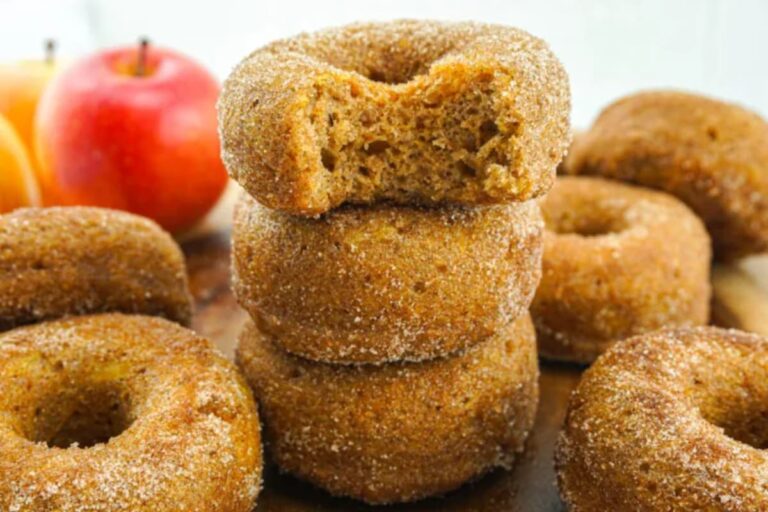 A stack of apple cider doughnuts