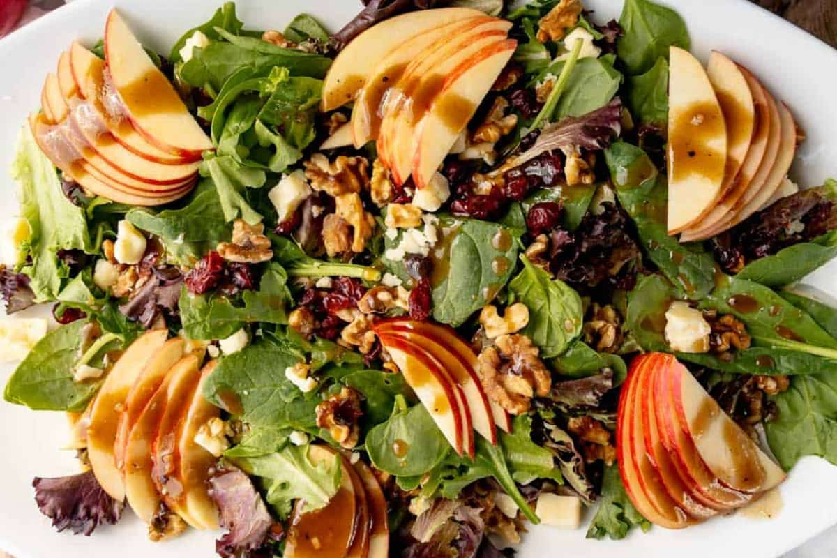 A plate of apple walnut salad.