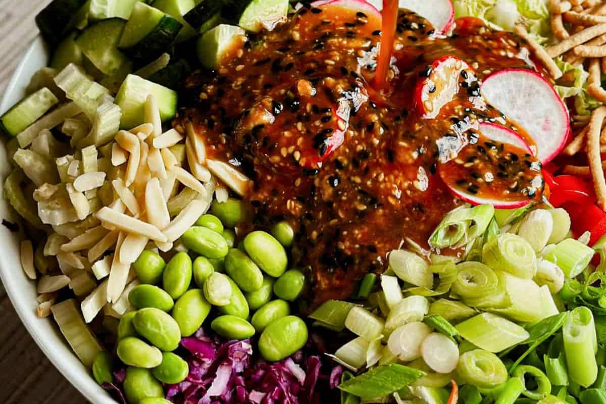 A bowl of asian chopped salad.