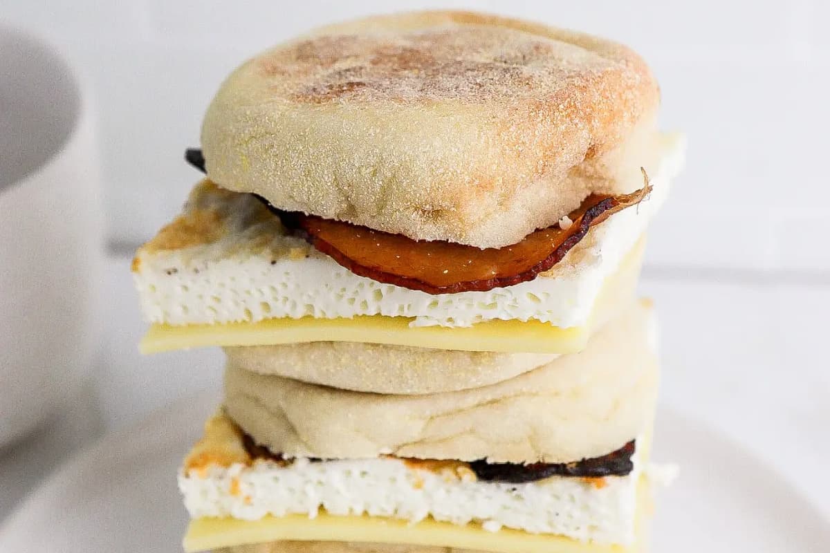 A plate of Starbucks copycat egg white breakfast sandwiches.