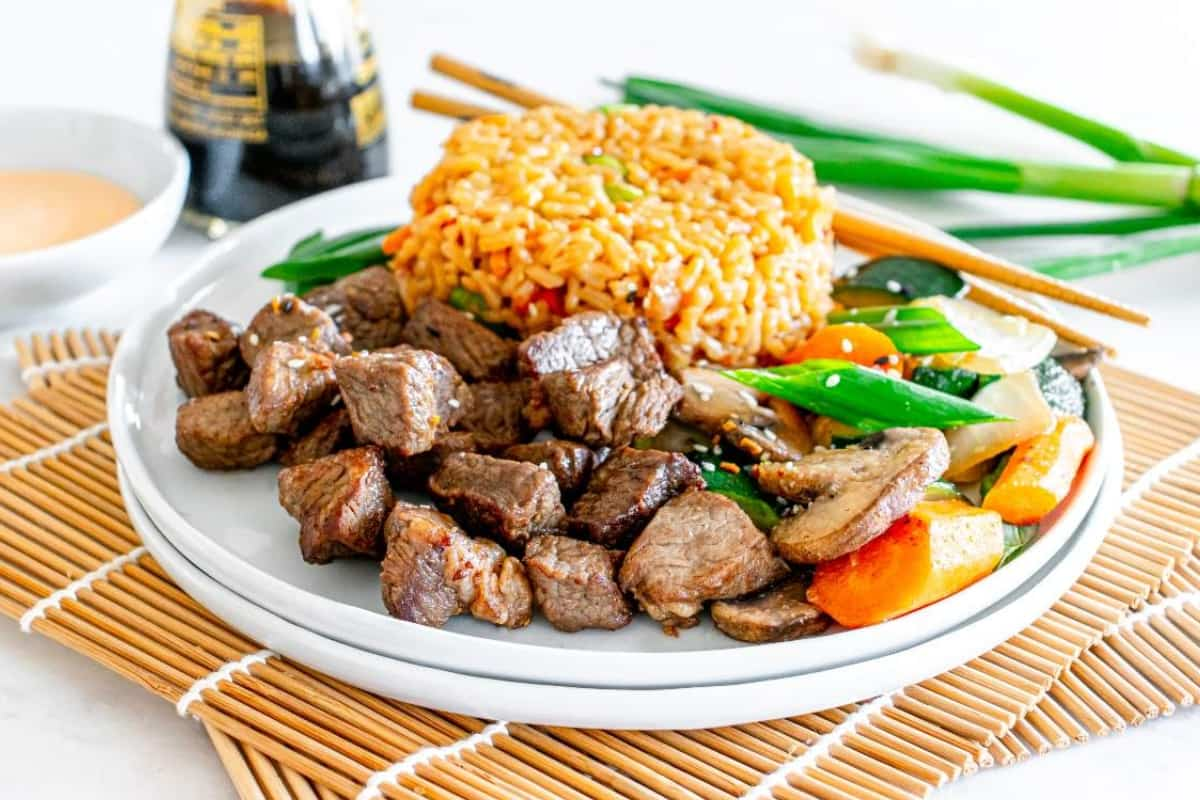 A plate of hibachi steak copycat.