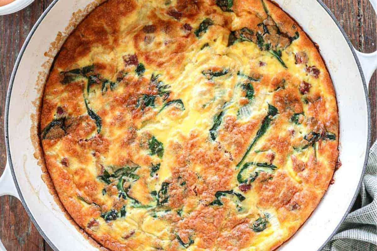 Overhead image of high protein egg bake.