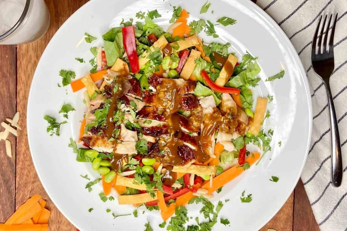 A bowl of panera spicy thai salad copycat.