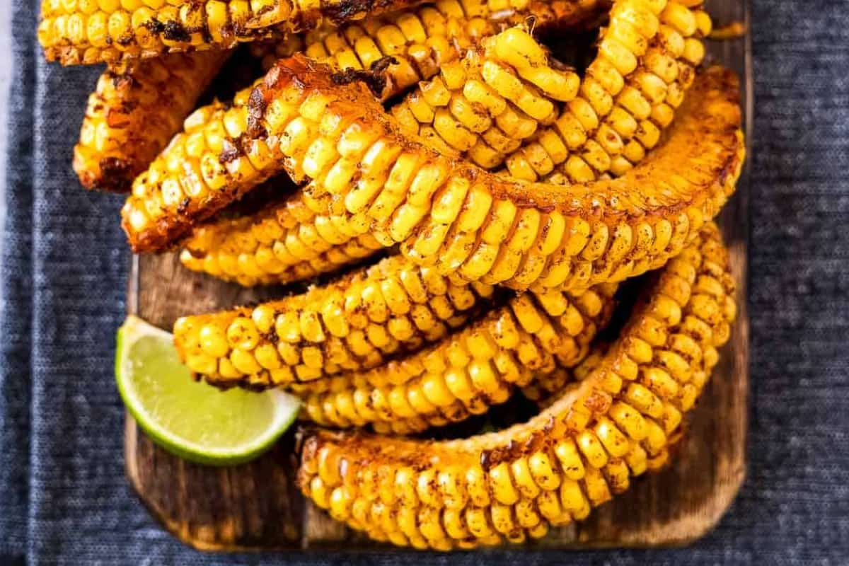 A plate of tiktok air fryer corn ribs.