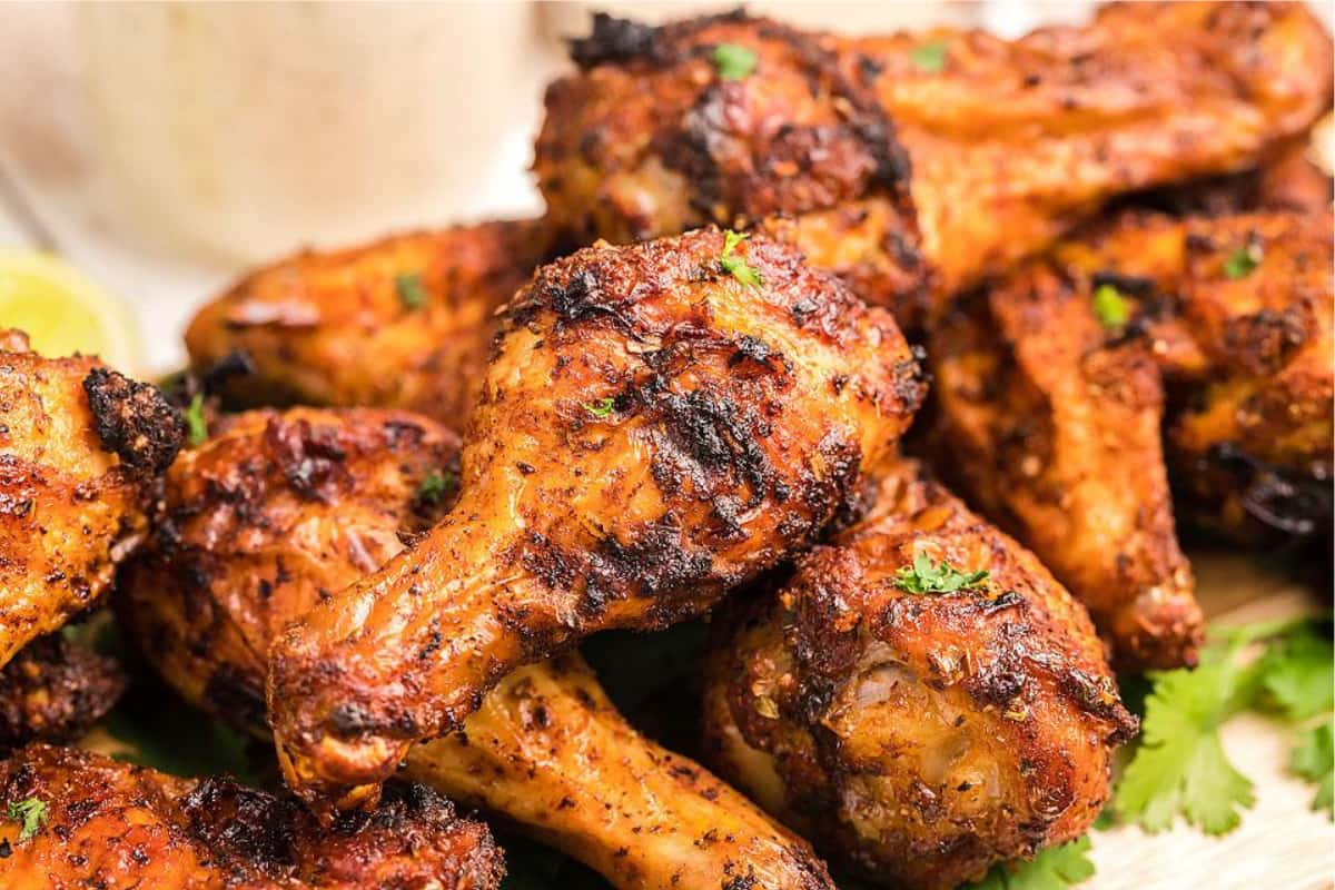 A plate of air fryer chipotle wings.