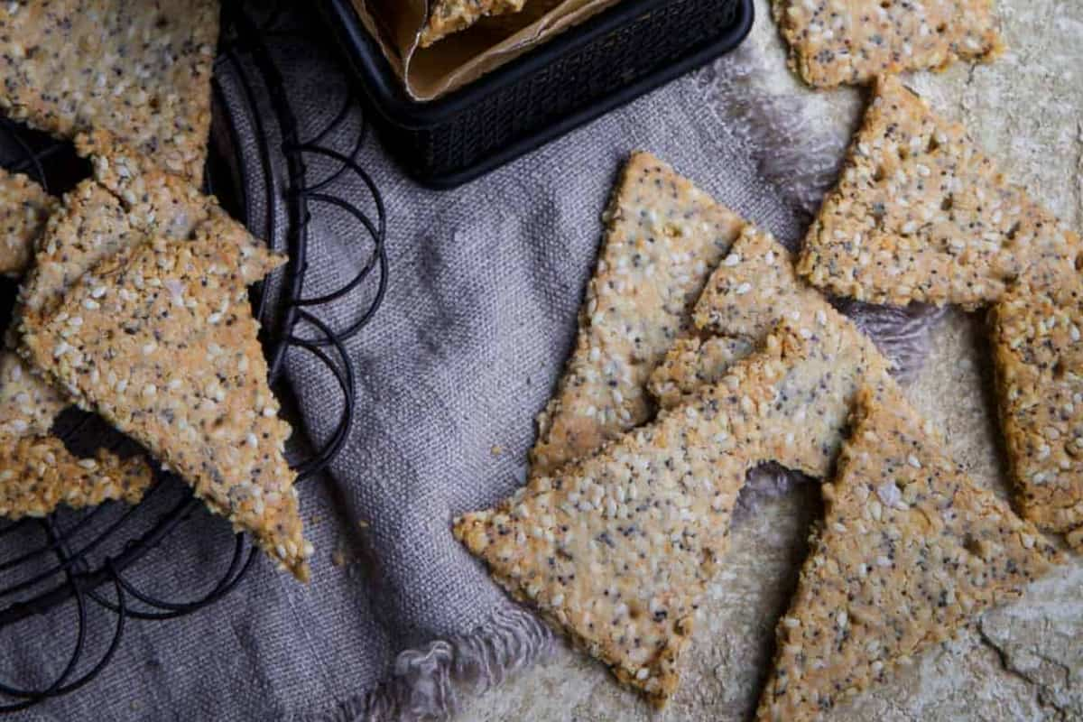 A tray of almond flour crackers.