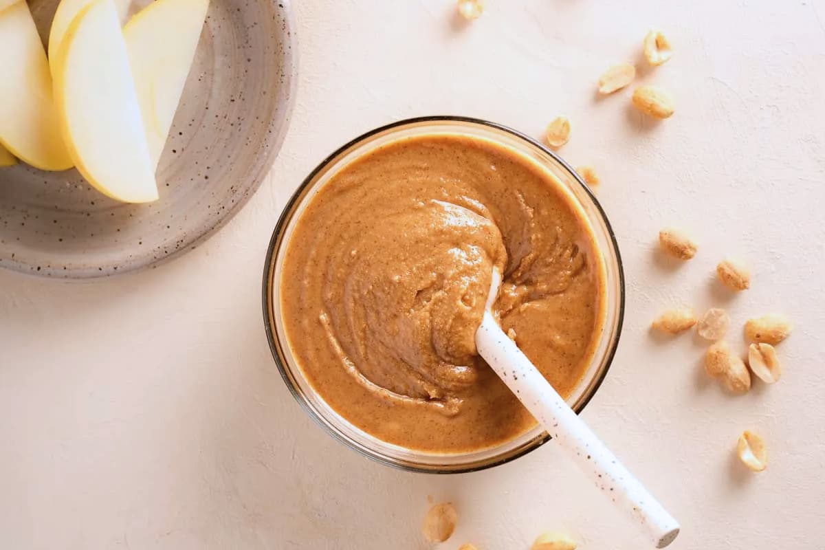 A jar of homemade vanilla peanut butter.