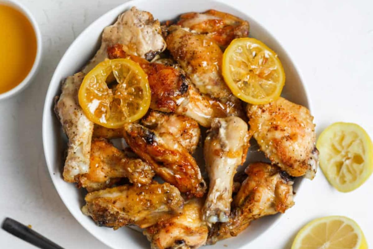 A plate of lemon pepper wings.