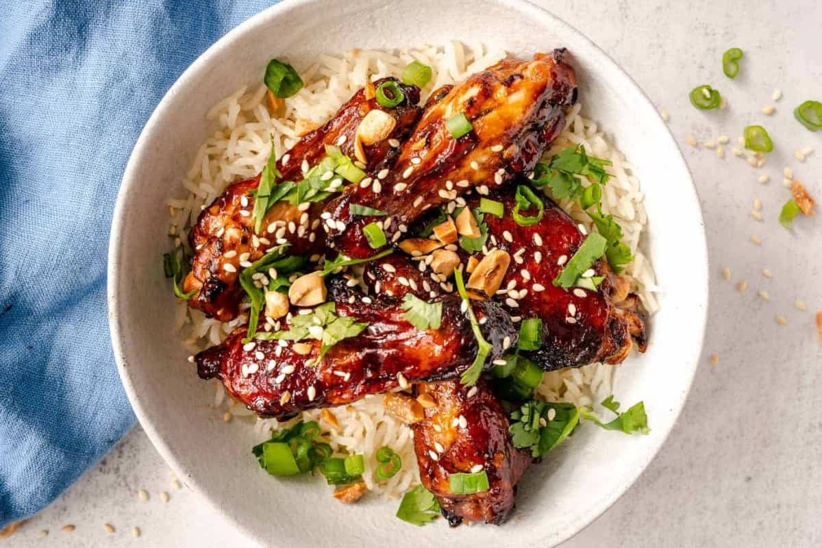 A plate of sticky sesame wings.