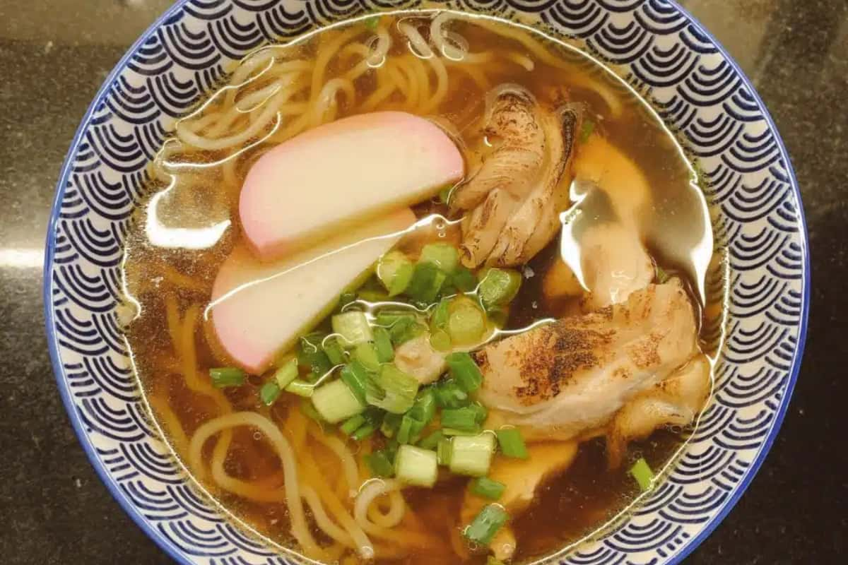 A bowl of tokyo style chicken ramen.