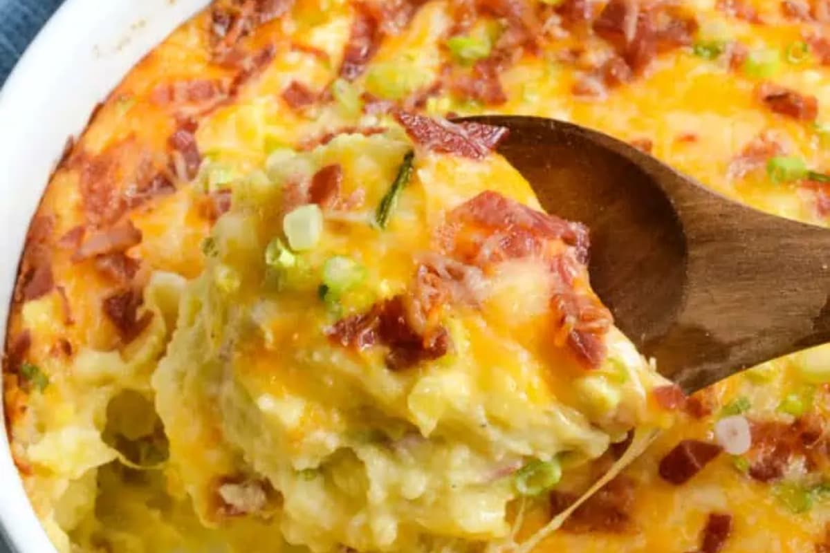 A dish of twice baked potato casserole.