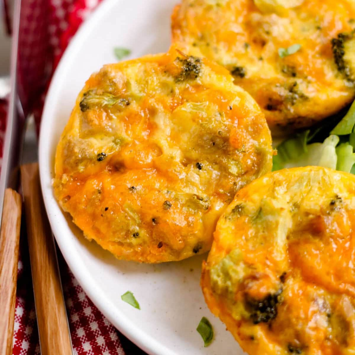 A plate of high-protein tuna melt egg bites.