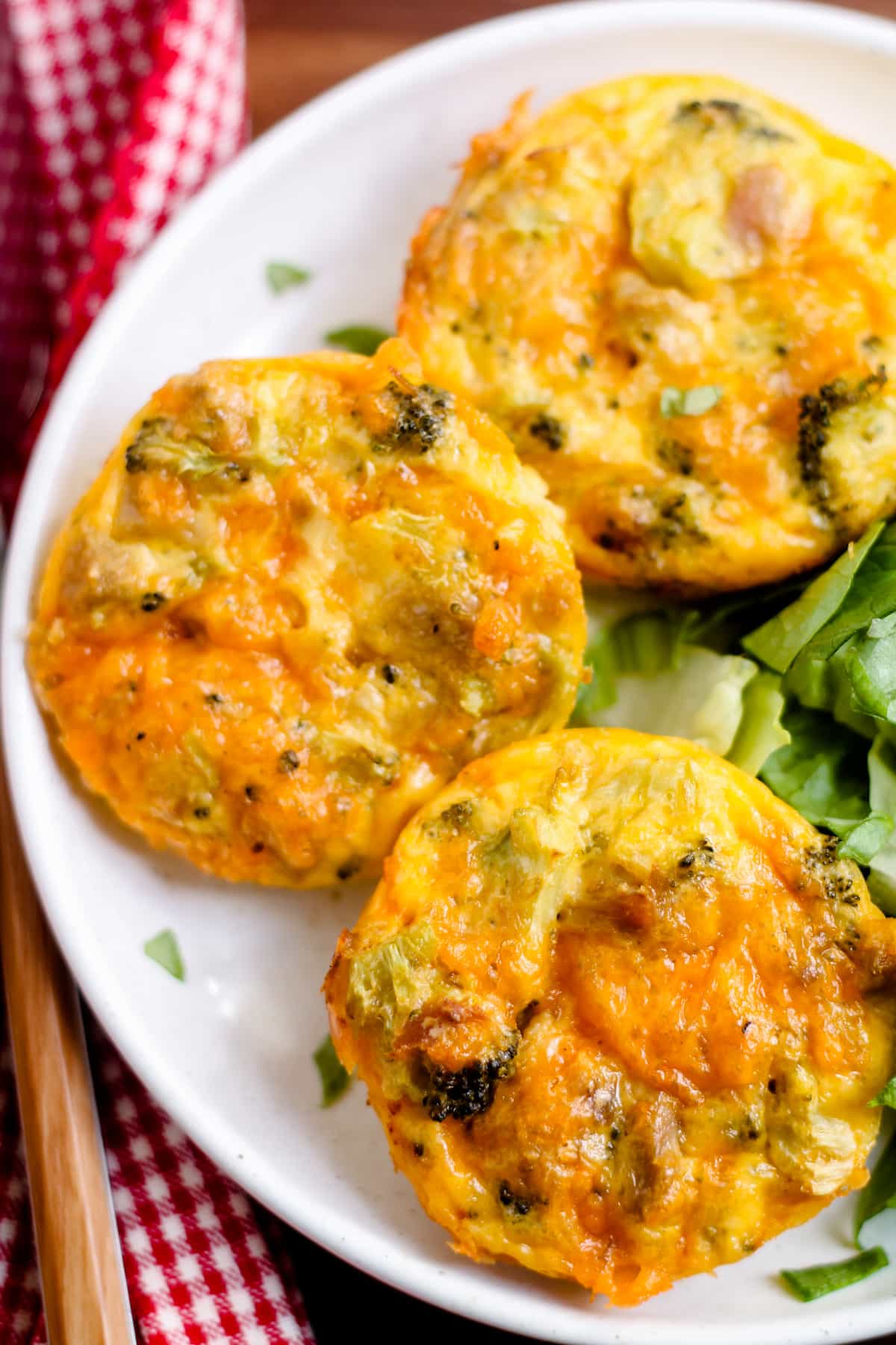 A plate of high-protein tuna melt egg bites.