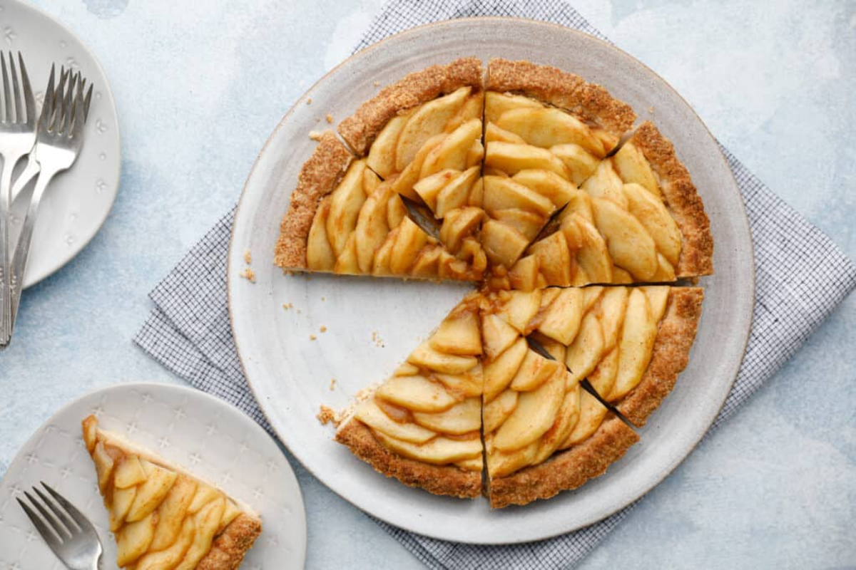 Overhead image of a Almond Flour Apple Tart.
