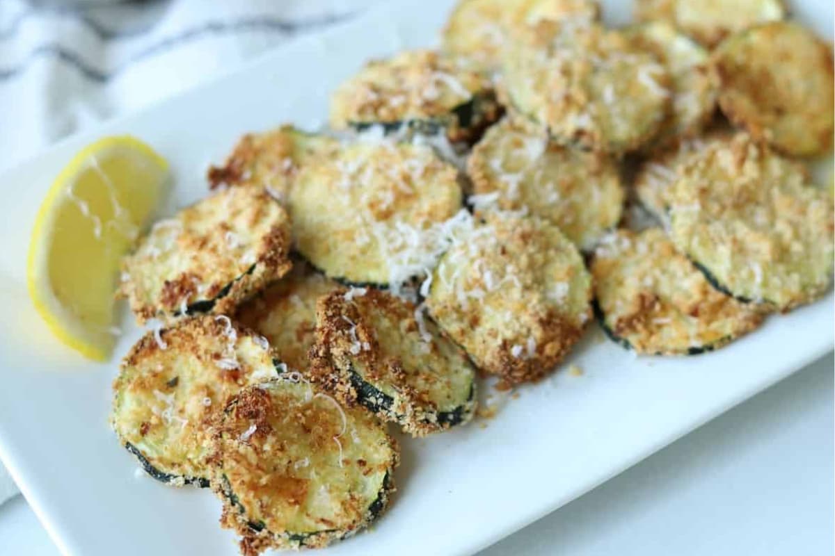 A plate of Air Fryer Parmesan Zucchini.