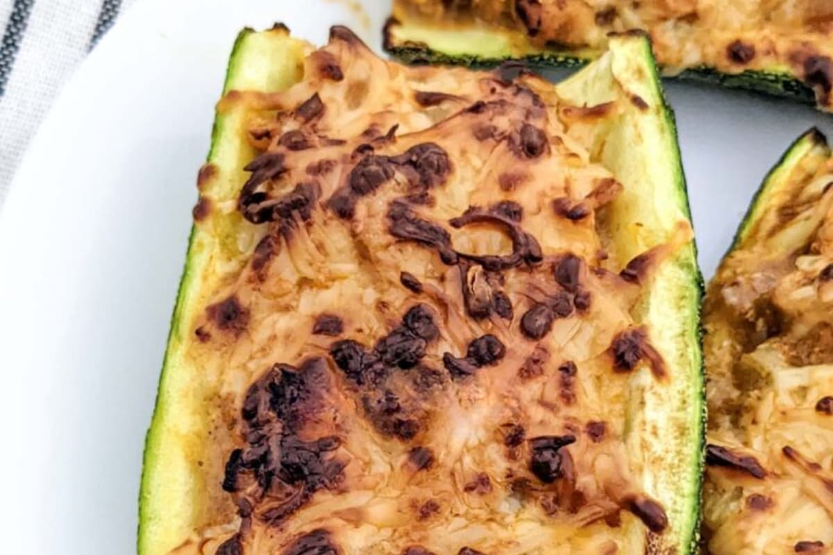 A plate of Air Fryer Zucchini Boats.