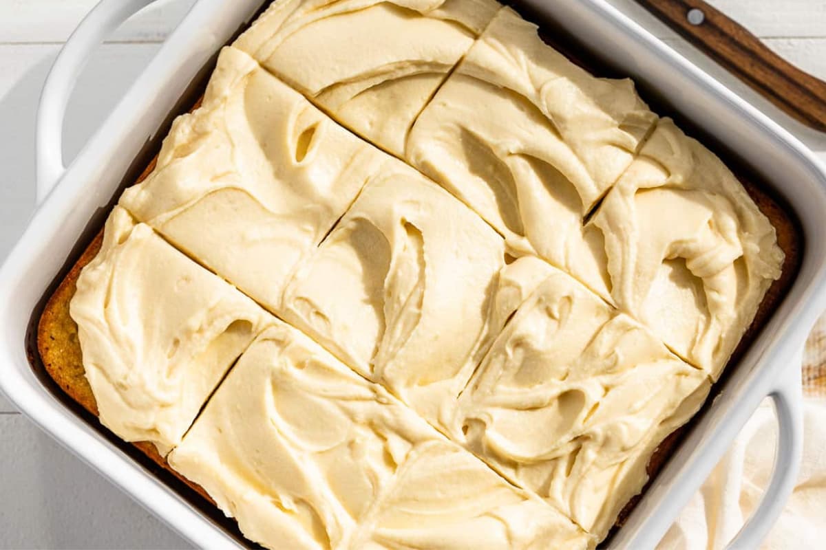 A dish of Gluten Free Banana Cake.