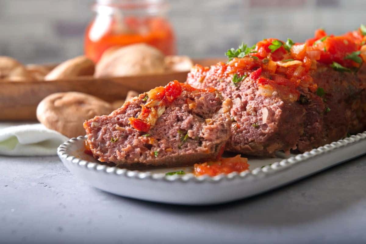 A platter of Bison Meatloaf.