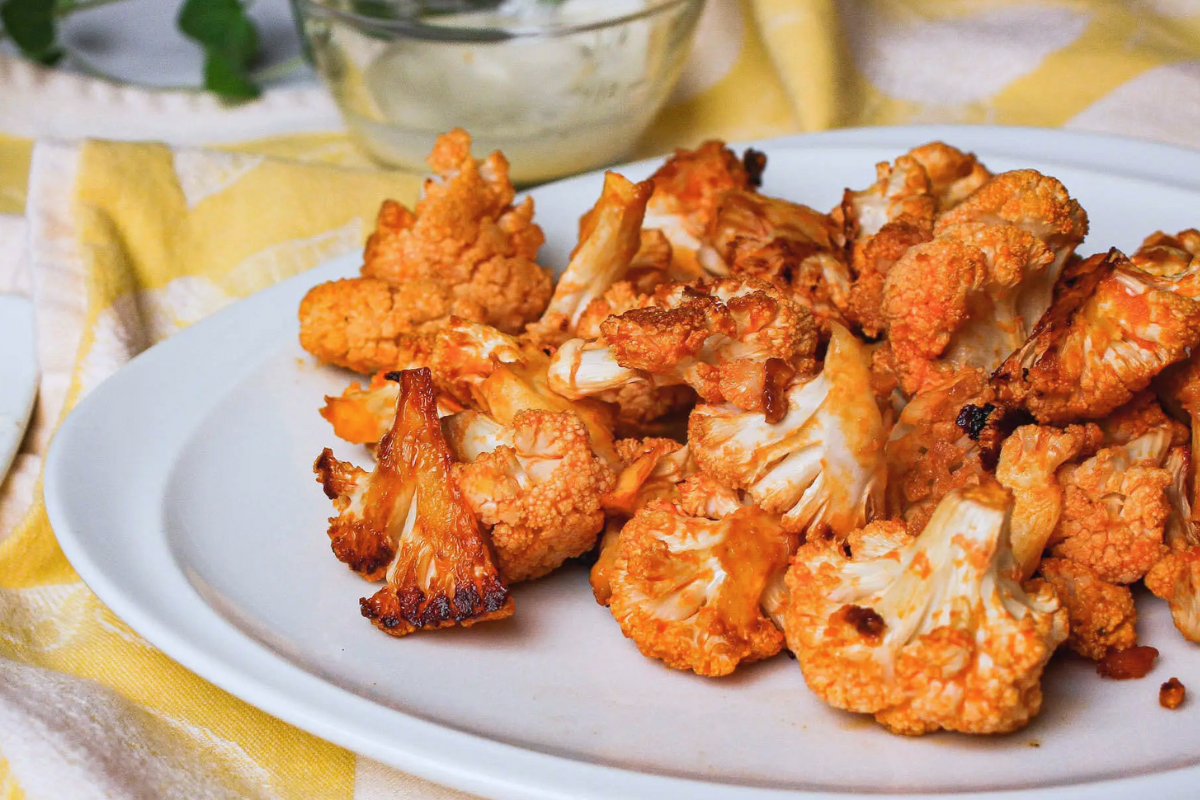 A plate of Buffalo Cauliflower Bites.
