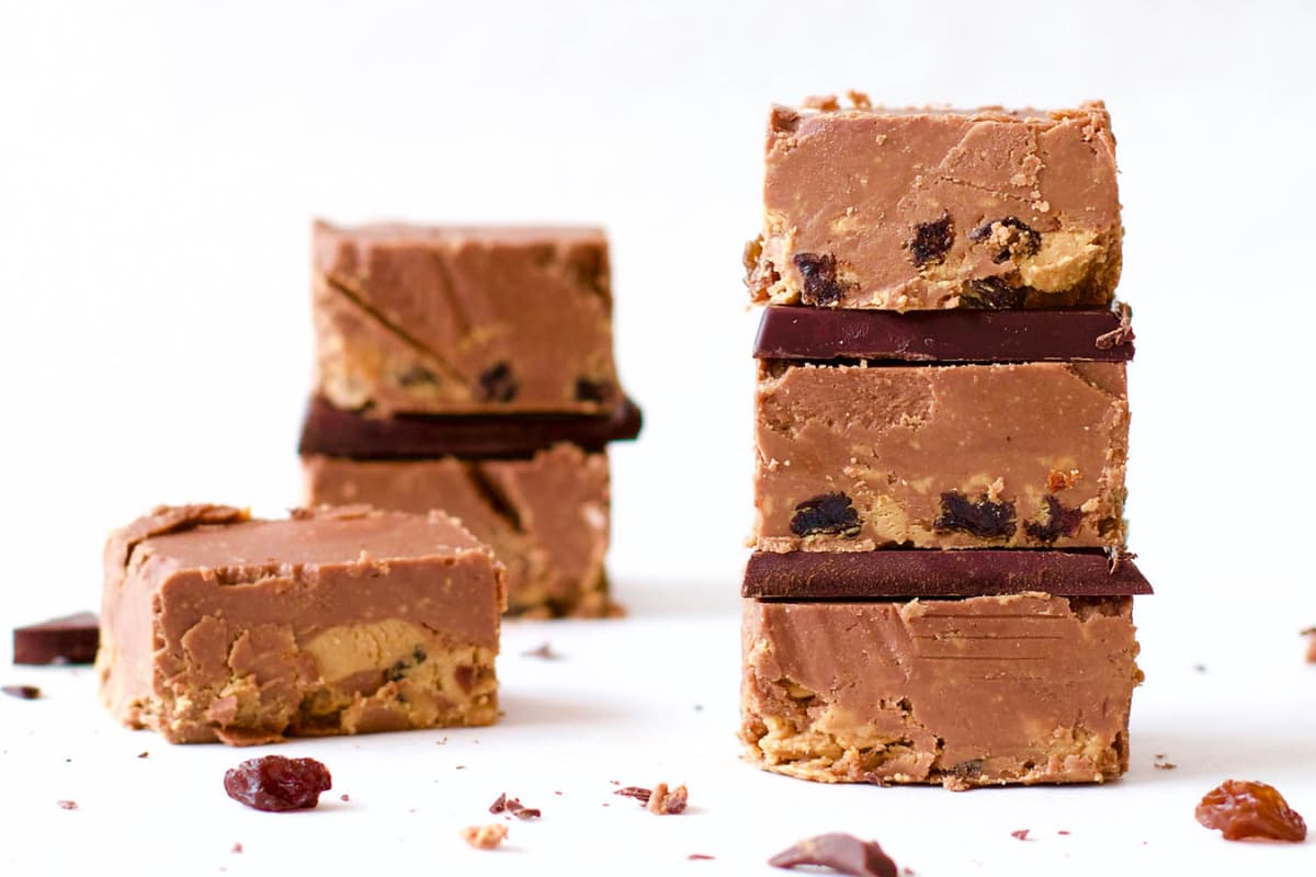 A plate of Cashew Butter Fudge.