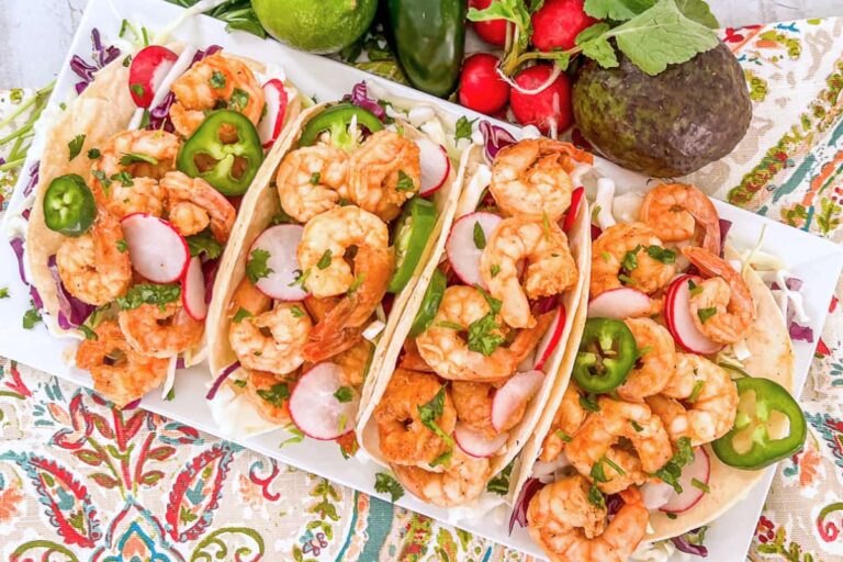 A plate of Chili Lime Shrimp.