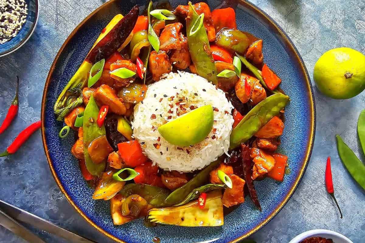 A plate of Copycat Firecracker Chicken.