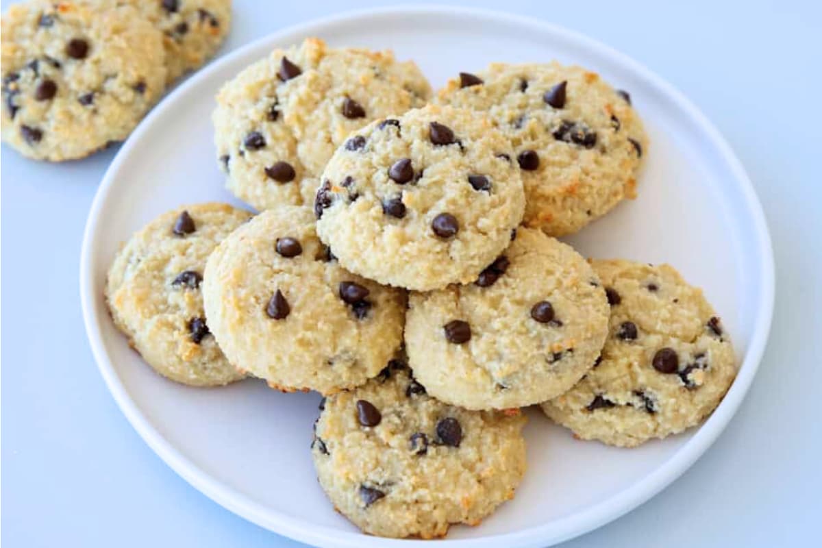 A plate of Cottage Cheese Chocolate Chip Cookies.