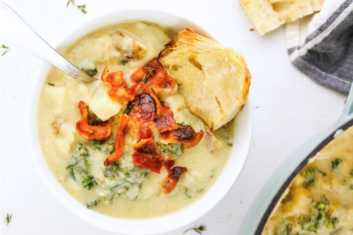A bowl of Cottage Cheese Potato Soup.