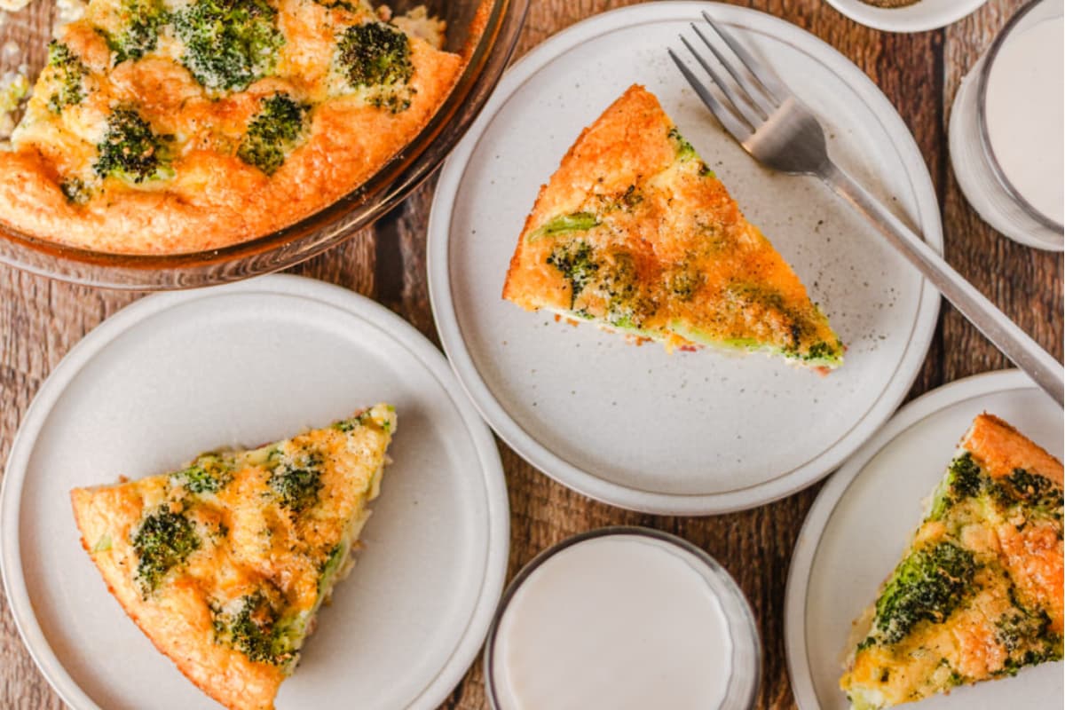 A plate of Crustless Ham and Cheese Quiche.