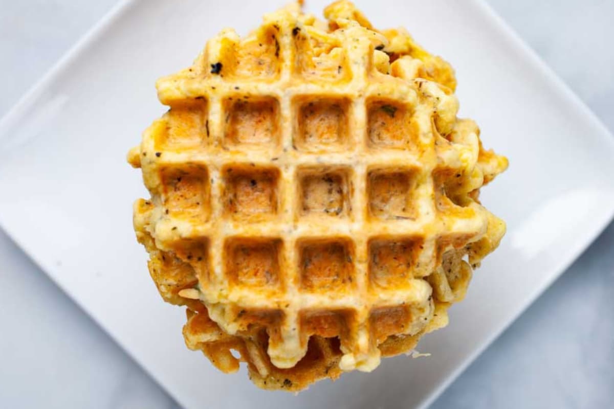 A plate of Almond Flour Breakfast Chaffles.