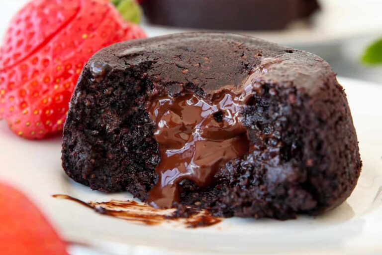 A plate of Gluten-Free Chocolate Lava Cakes.
