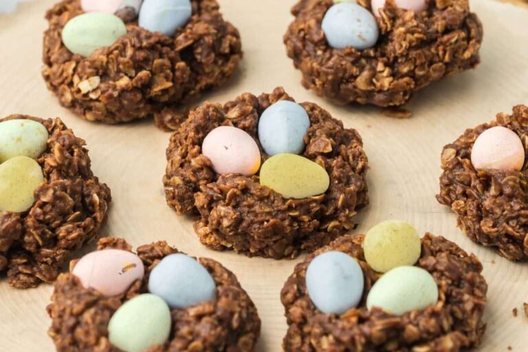 A plate of No Bake Bird’s Nest Cookies.