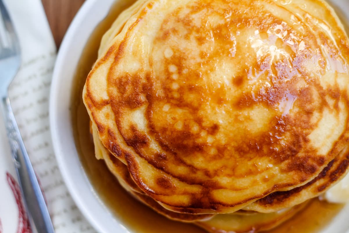 A plate of Greek yogurt pancakes.