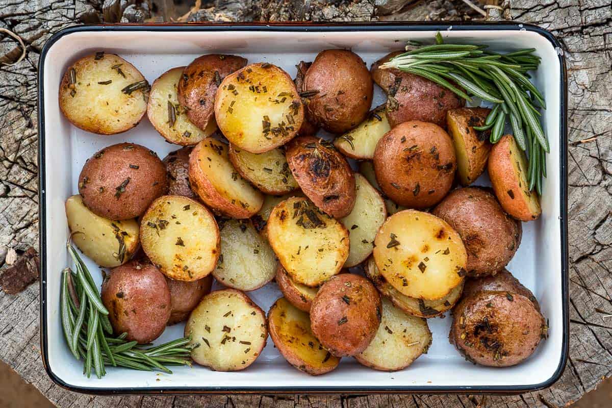 A dish of Grilled Potatoes in Foil.
