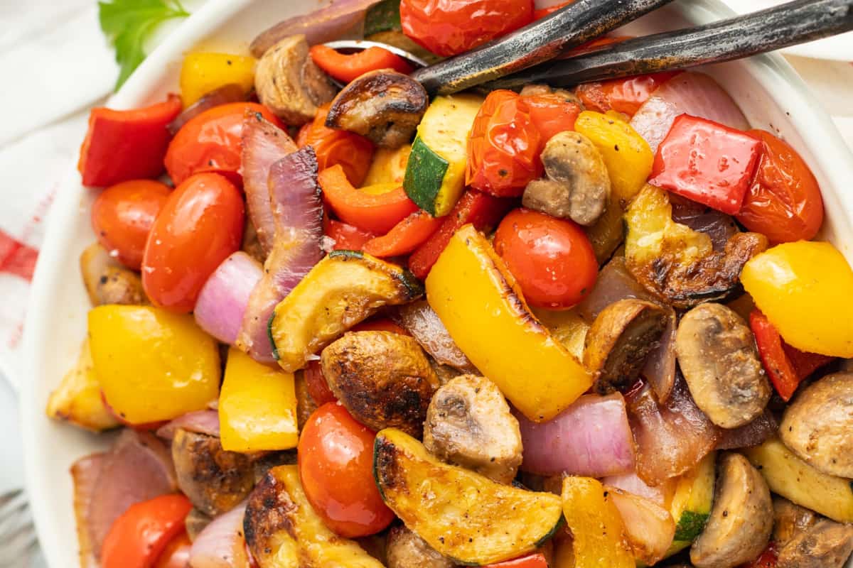 A bowl of Grilled Vegetable Medley.
