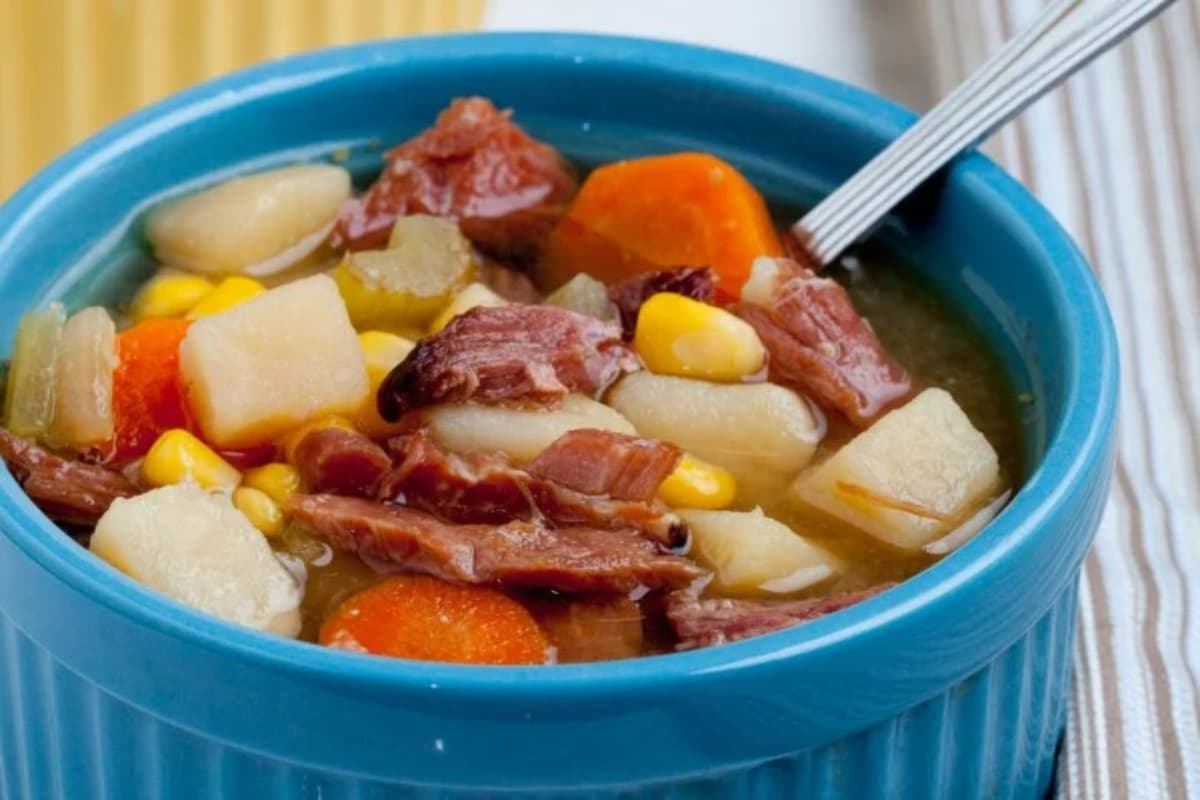 A bowl of Ham Bone Soup.