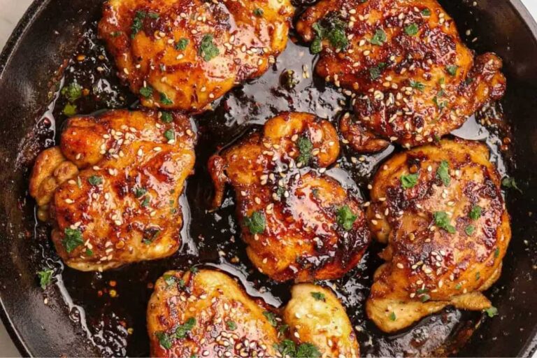 A pan of Honey Garlic Chicken.
