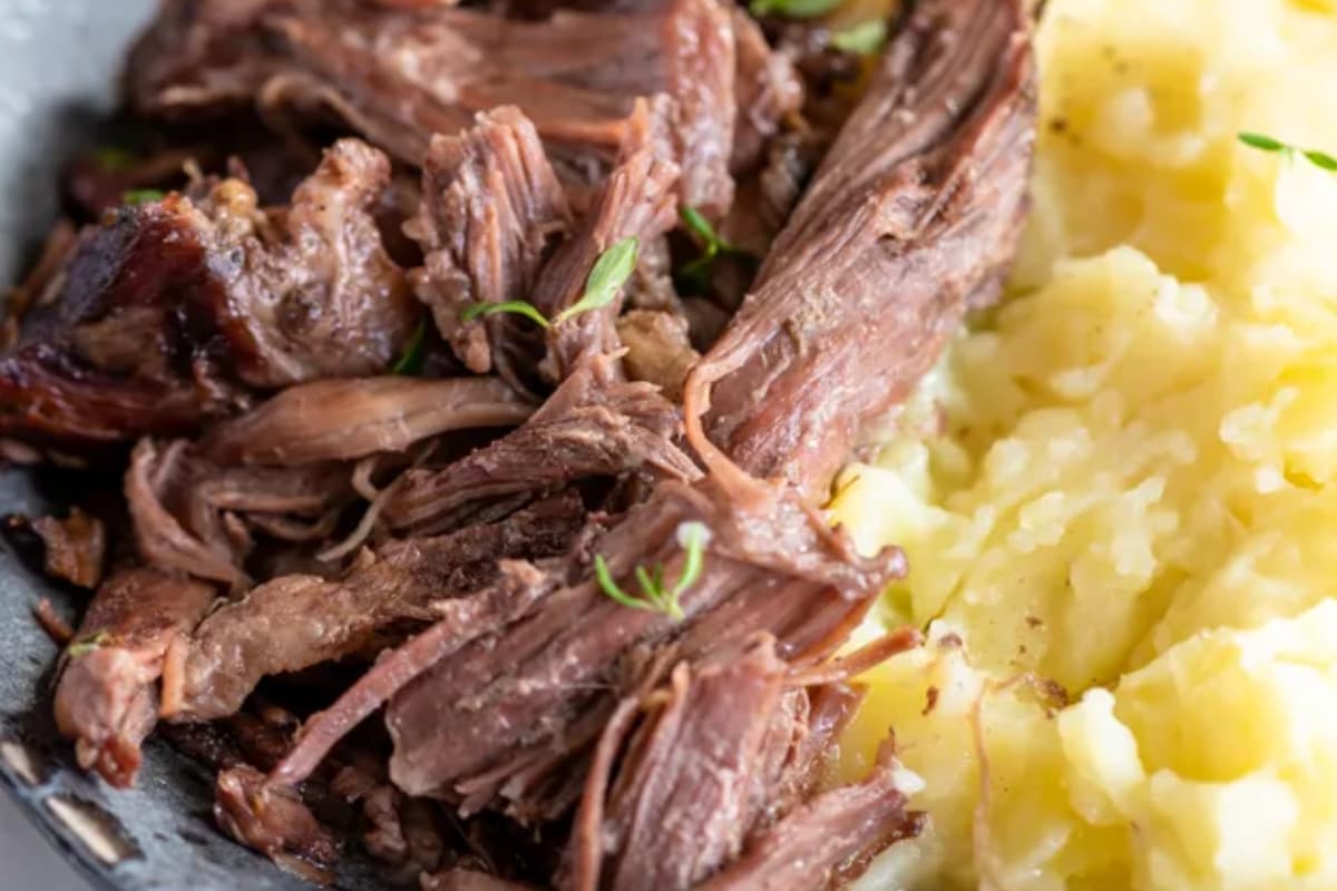 A plate of Instant Pot Chuck Roast.