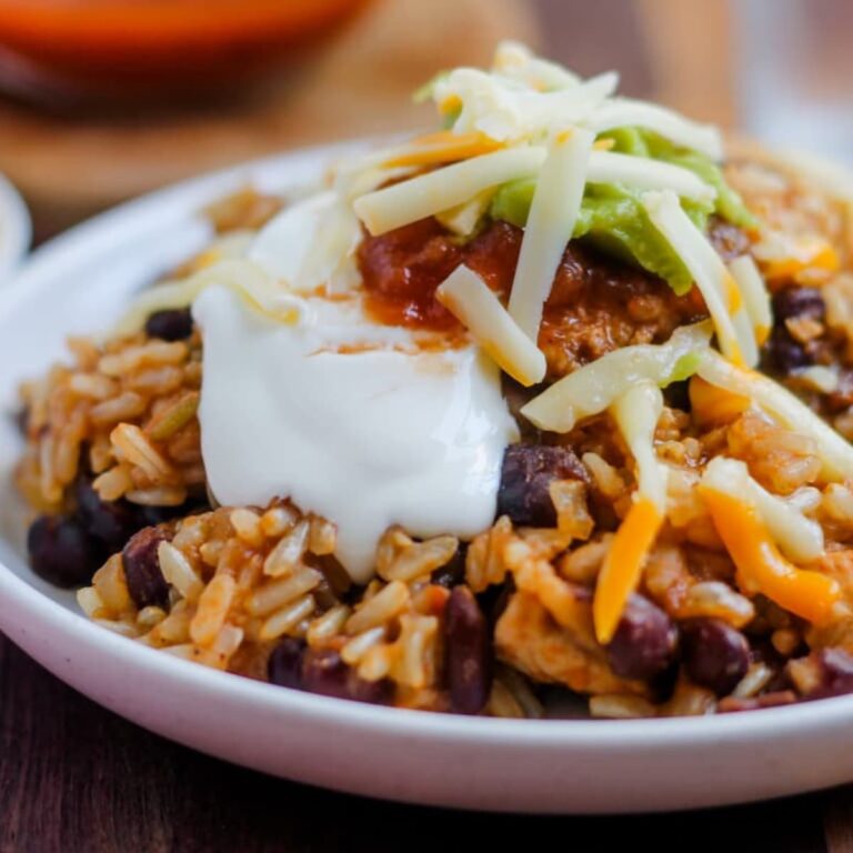 A plate of instant pot chicken and rice bowls.