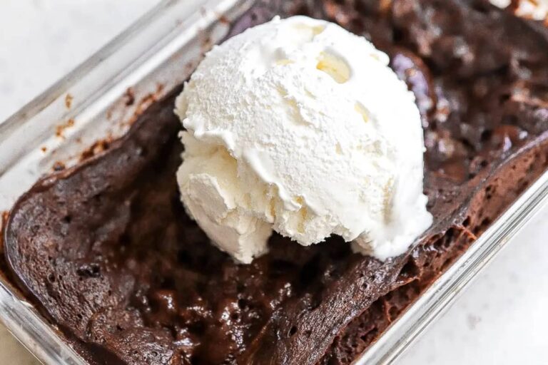 A dish of Cottage Cheese Lava Cake.