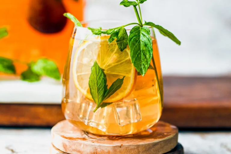 A glass of Lemonade Iced Tea (Arnold Palmer).